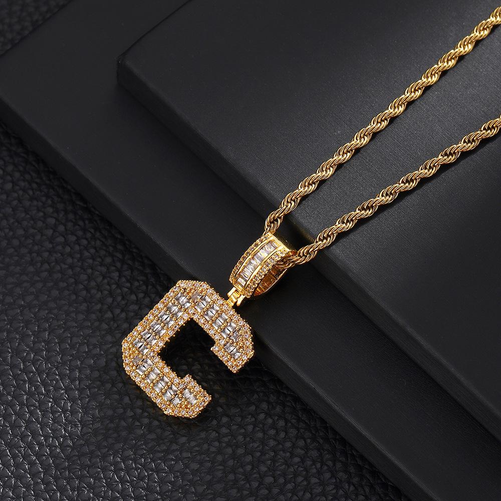 26 English Letters Pendant Necklace Copper Inlaid Zircon Versatile Jewelry Necklace