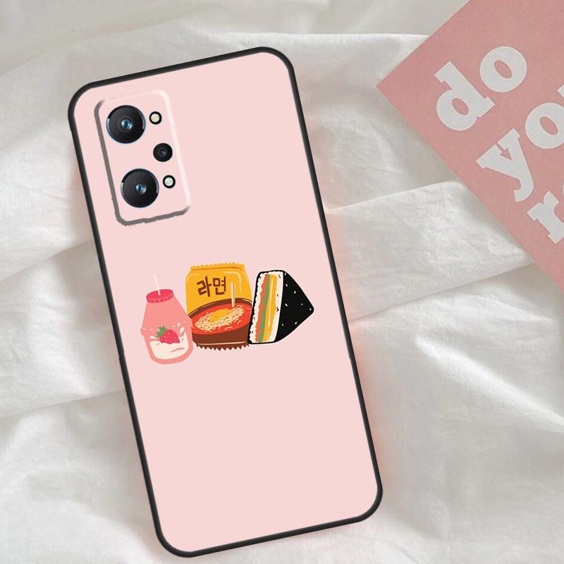 Cute Strawberry Milk Box Case For Realme C65 C67 C71 C63 C61 C55 C51 C53 C35 C75 11 12 13 14 15 Pro Plus GT6 GT7 Pro