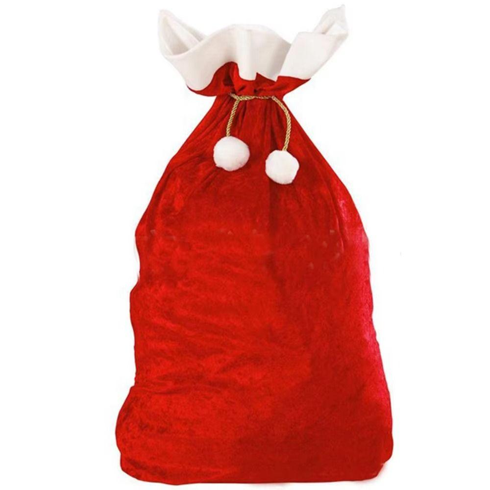 Red Extra Large Christmas Bag Creative Plush Storage Pouch Xmas Decoration Candy Bag  Christmas Eve