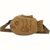 Yogodlns Fish Shape Canvas Messenger Bag Fashion Cute Embroidery Portable Zippered Small Purses Handbags Mini Crossbody Bag