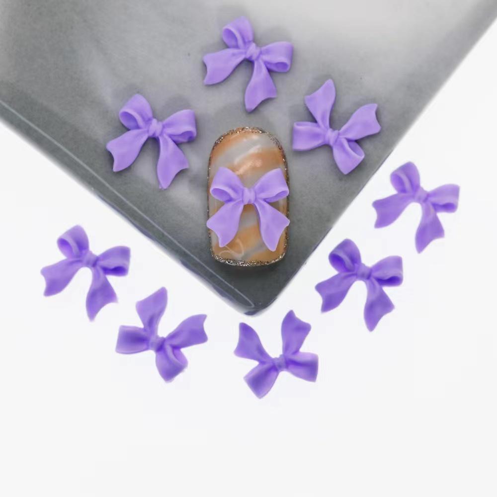 White Ribbon Resin Bow Nail Charm Parts 3D Rhinestone Nail Art Decoration Accessories Supplies for DIY Korean Manicure Design