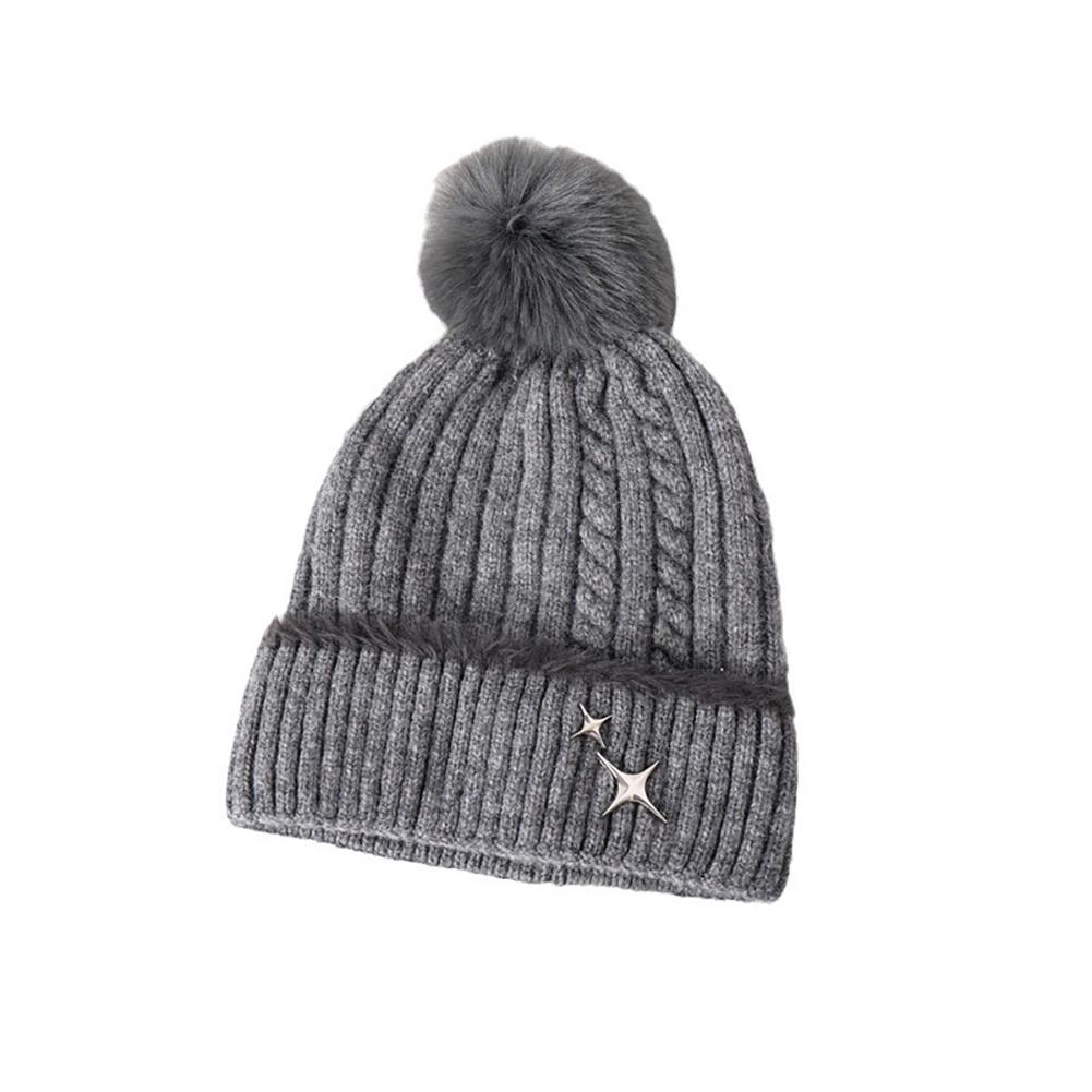 2023 New Winter Five-star Logo Wool Ball Thickened Warm Hat To Prevent Cold Winter Ear Protection Wool Knitted Hat