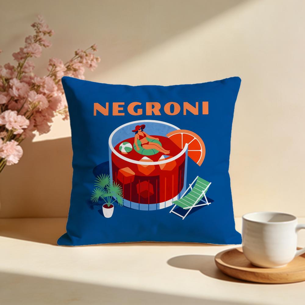 Stylový povlak na polštář Negroni Cocktailful Stylový omyvatelný povlak na polštář Ideální pro dekoraci pohovky, ložnice, auta