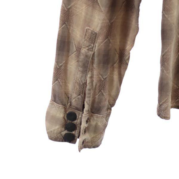 SHAREEF check Long sleeve shirt 2 Beige made in Japan Men's Used