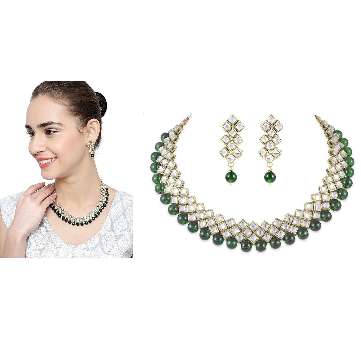 

Модное жемчужное колье-колье Kundan с серьгами для женщин