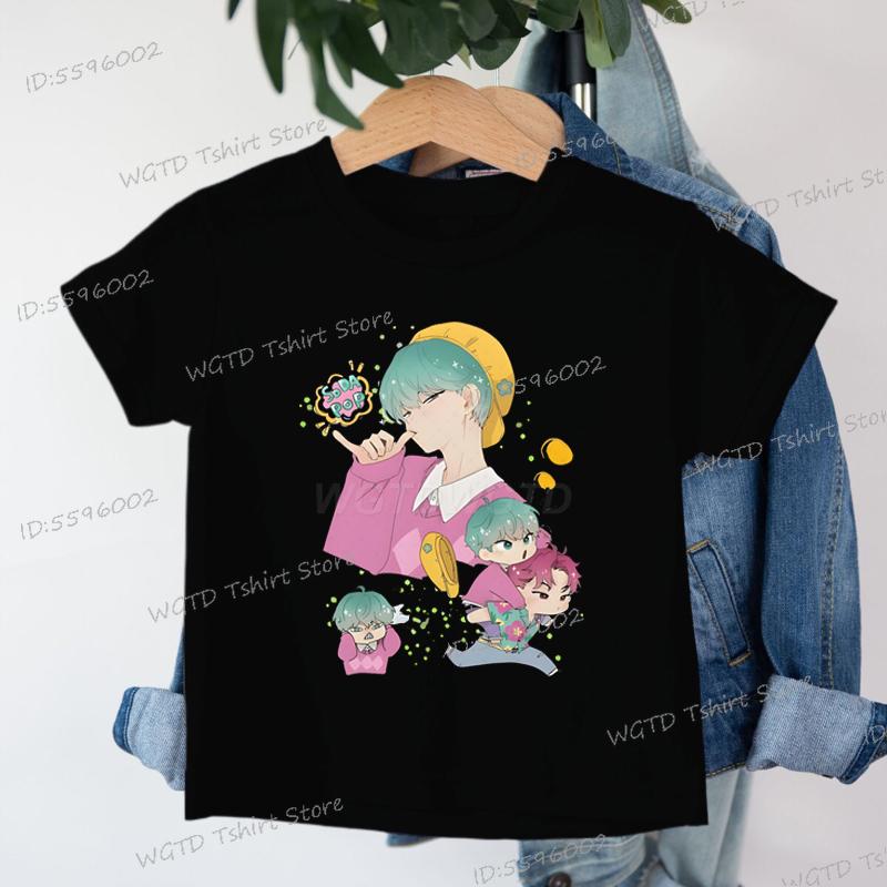 

K-Pop Охотники на демонов Saja Boys Футболка Топы Новая мода Повседневная Детская футболка Хлопок Короткий рукав Детская Газировка Мультяшная Харадзюку Футболка 110