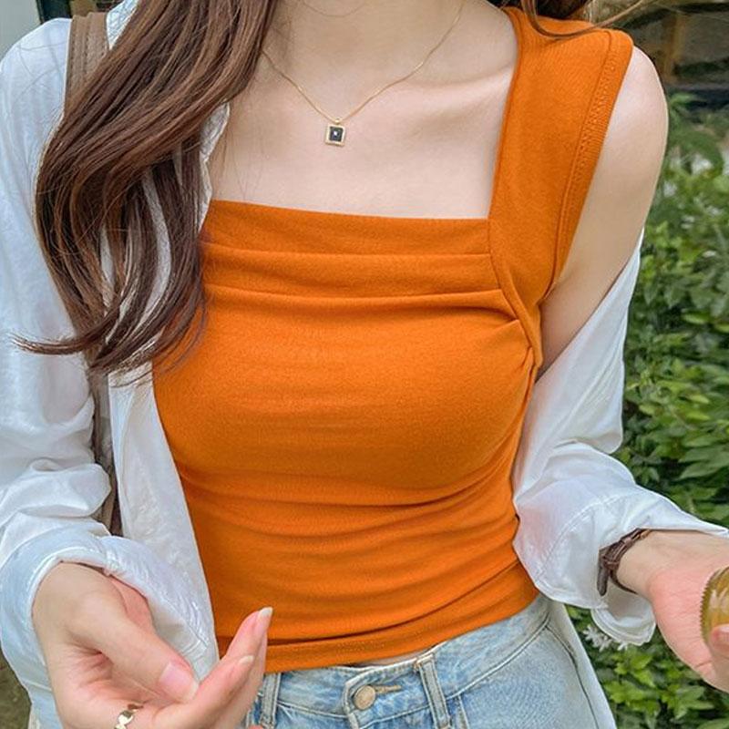 Spring and Summer New Short Camisole Vest Women's Slim Base Shirt Sleeveless Top