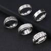Cross-border Explosive Stainless Steel Ring Rotatable Decompression Men's Ring Punk Hip-hop Titanium Steel Jewelry
