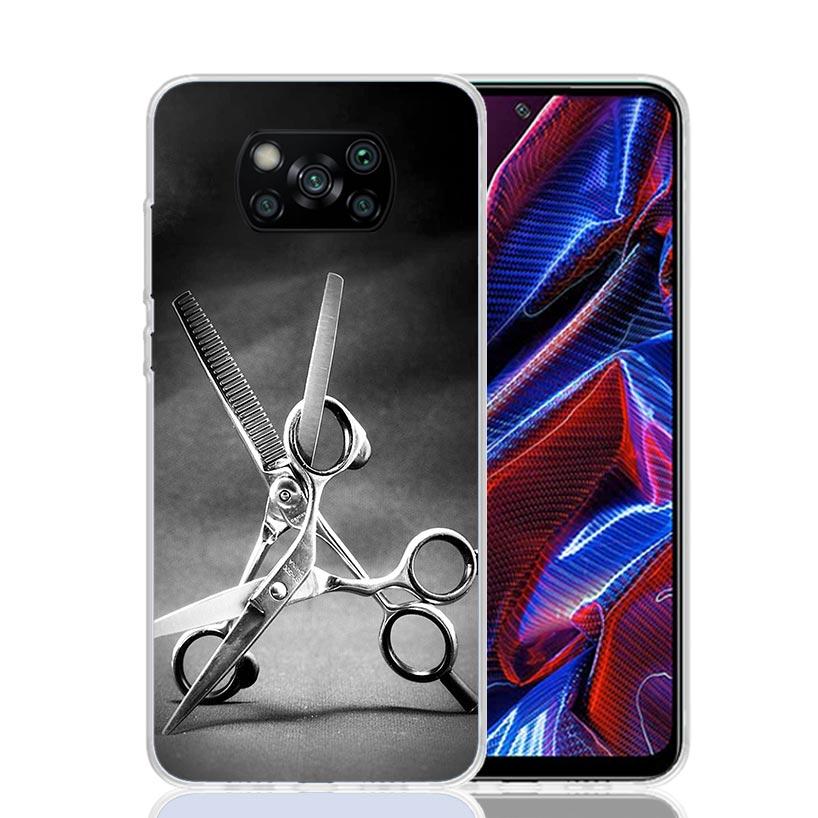 Hair Stylist Scissors Brush Phone Case For Xiaomi Poco X6 X5 X7 X4 X3 Nfc F6 F5 Pro F4 Gt F3 M5 M5S M4 M3 Art Customized Coque X