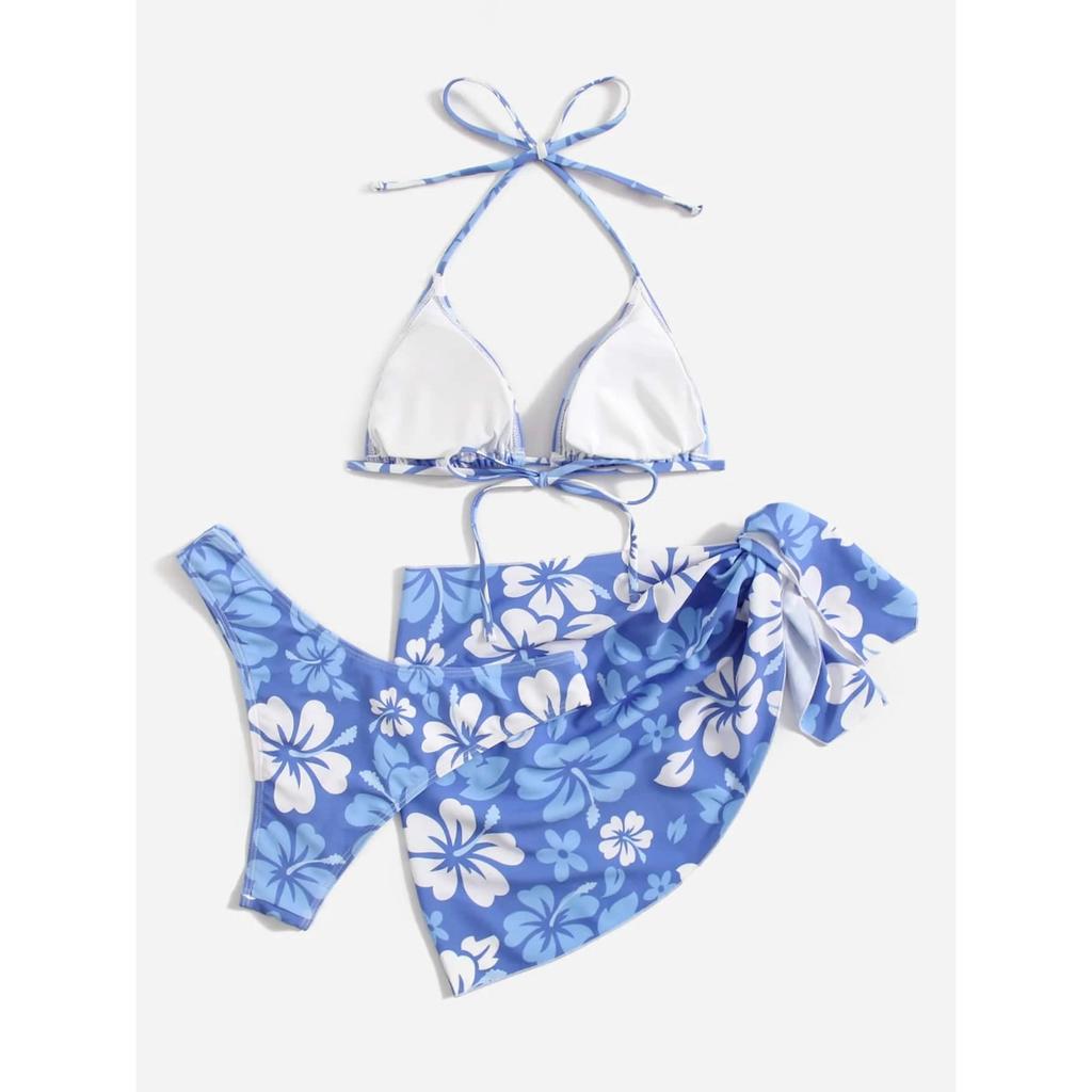 European and American Sexy Swimsuit Skirt Bikini Three-Piece Set 2025