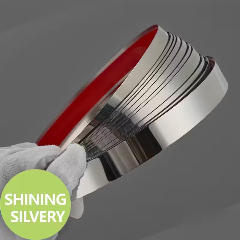 

1PC 5m/196.85inch Background Wall Stainless Steel Decorative Strips No Drilling Self-Adhesive Metal Flat Strip Home Decoration A 1cm срібний