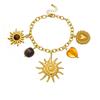 Retro Gold-Plated Sun Heart Tiger Eye Pendant Jewelry Set
