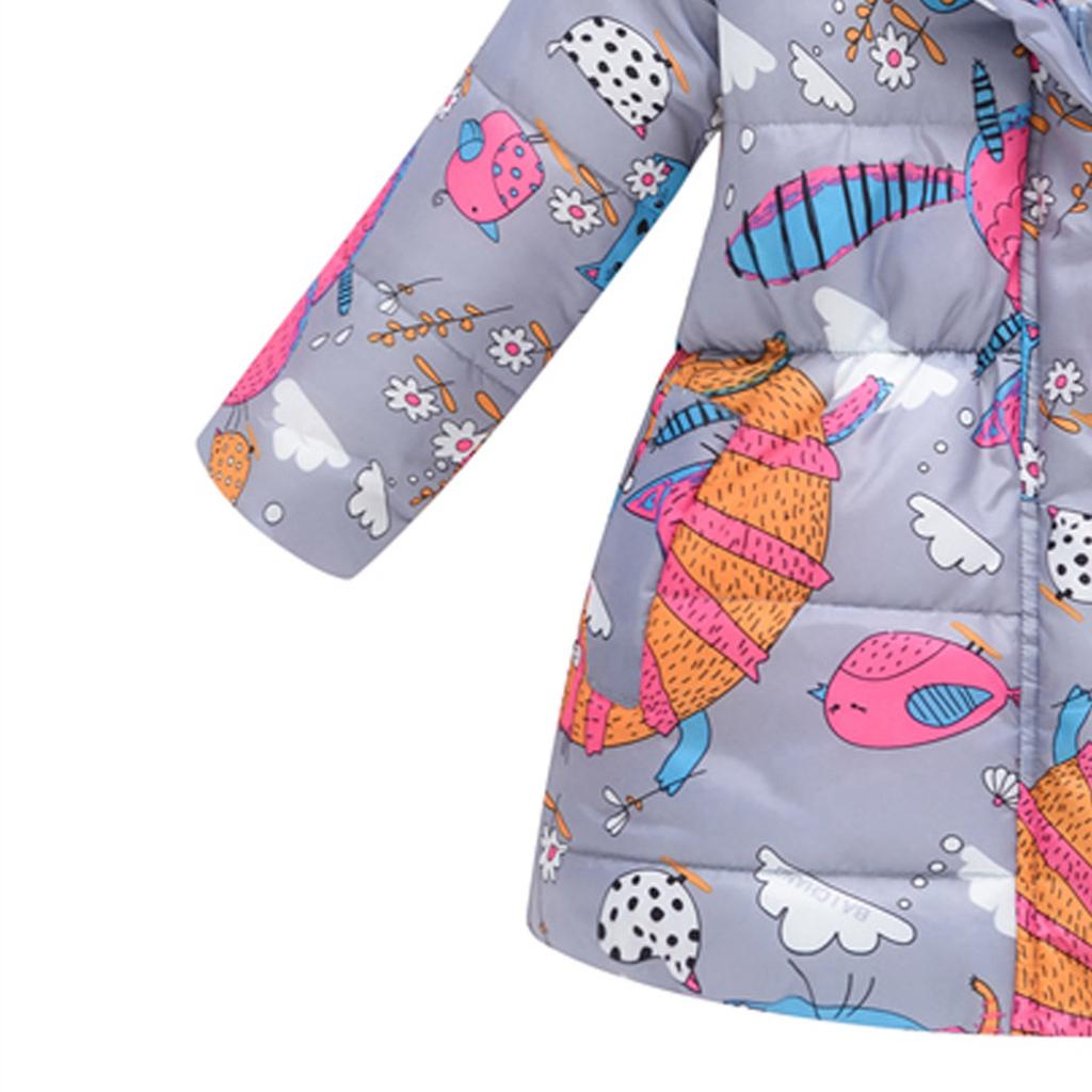 Children's Padded Jacket Boys And Girls Fashion Print Cartoon Big Boy Long Collar Hooded Padded Jacket
