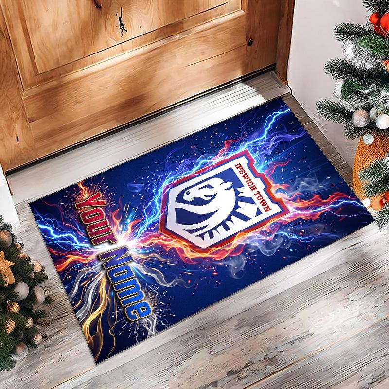 Ipswich Town Printed Crystal Velvet Rug Non‑Slip Crystal Velvet Carpet For Sofa Bedroom Indoor Home Decoration