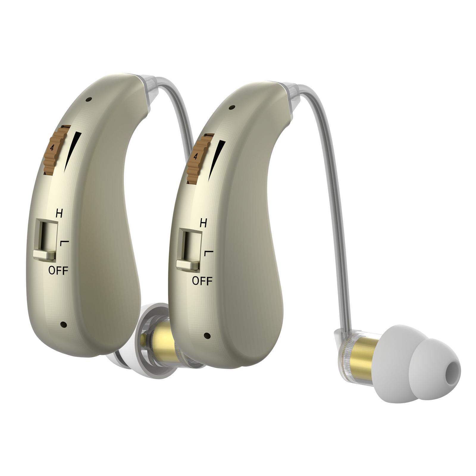 

2 sets of mini elderly digital hearing aids earphones portable amplifiers rechargeable and adjustable amplifiers for the elderly срібний