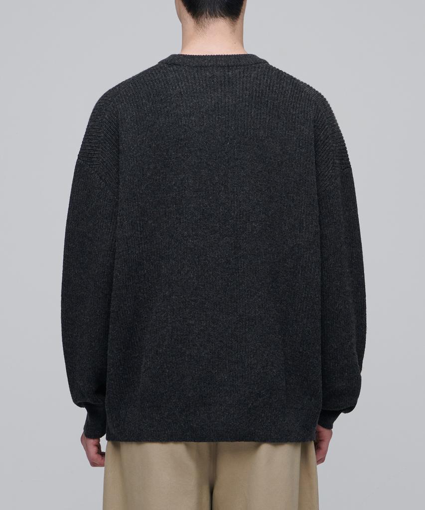 MUSINSA STANDARD Oversized Ribbed Crew Neck Knit [Charcoal Gray]