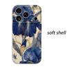 Gilded Iris Blue Gold Luxury Floral Graphic Art Film Aesthetic Protective Shockproof Bumper Phone Case Cover For iPhone 14 15 16 Pro Max Plus