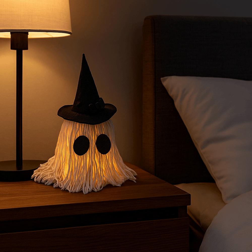 LED Specter Ornaments Luminous Mop Head Desktop Decoration Halloween Hanging Ghost Light Study