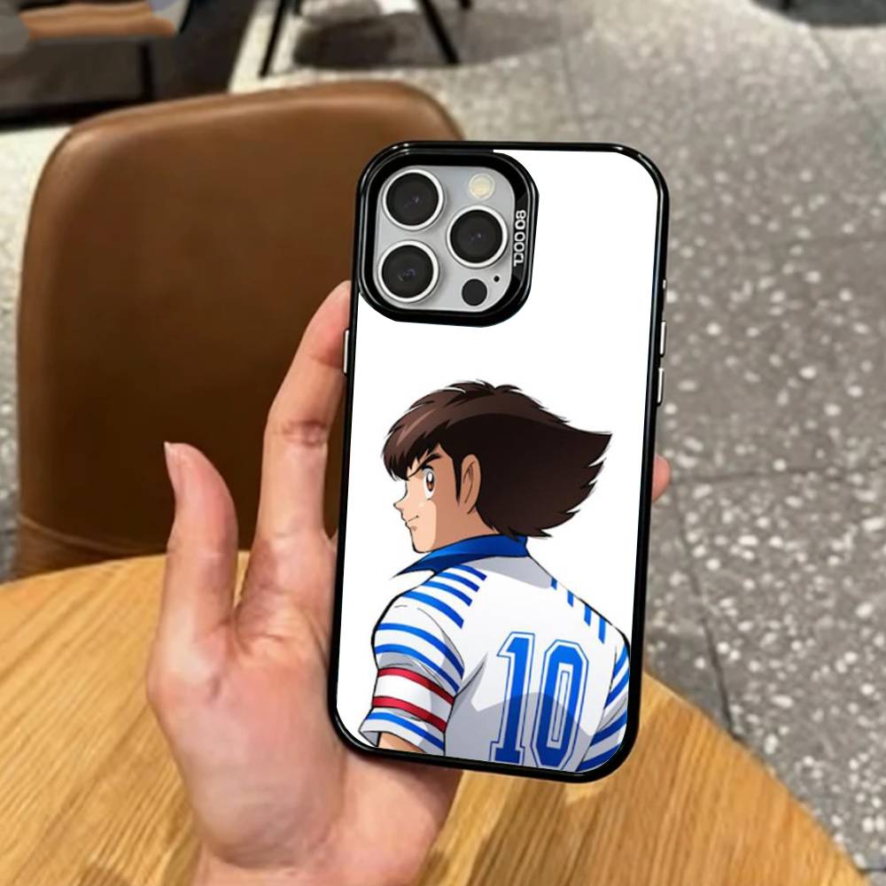 Anime C-captain T-tsubasa Phone Case For iPhone17,16,15,14,13,12,11 Plus,Pro Max Colored Silver Plated Inside Cover