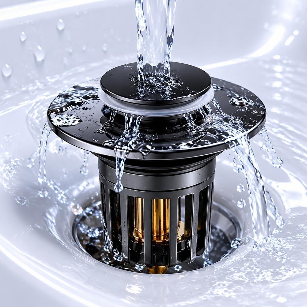 Push Up Sink Stopper for Bathroom, Press Type Spring Plug