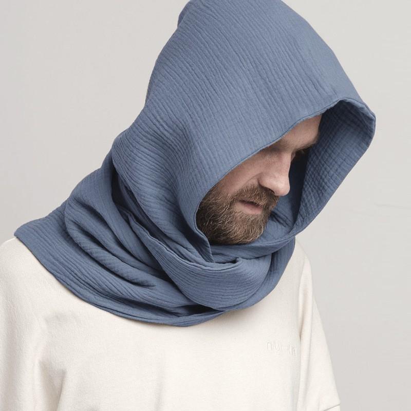 Cotton Crinkle Scarf With Hood Women Men Winter Warm Stylish Neck Wrap Accessory