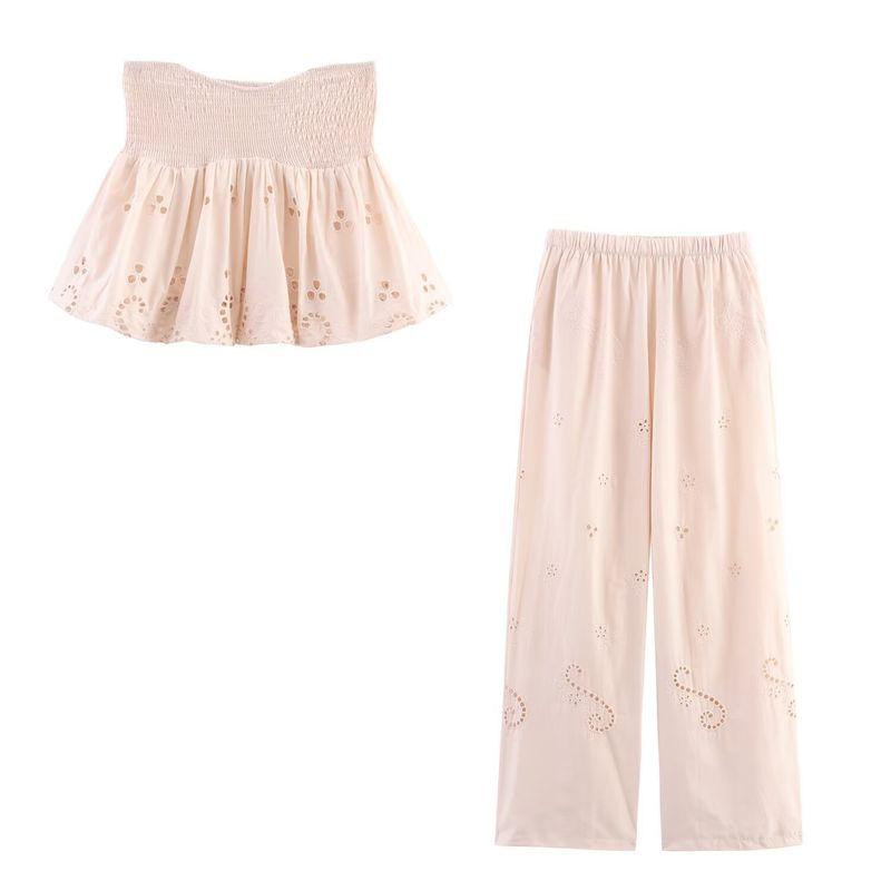 Kaslead New Women Clothes Western Style Embroidered Balloon Version Top Trousers 7200007 7200406