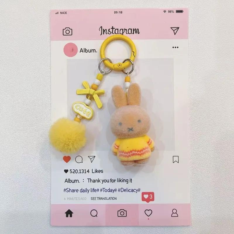 Miffy Cute Creative Fashion Plush Keychain Portable Decorative Rabbit Pendant Anime Bag Kawaii Suitable for Men and Women Gifts