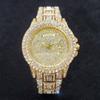 Luxury Diamond Watch for Men Fashion Bling Iced Out Day Date Watches Hip Hop Golden Stainless Steel Quartz Man Clock