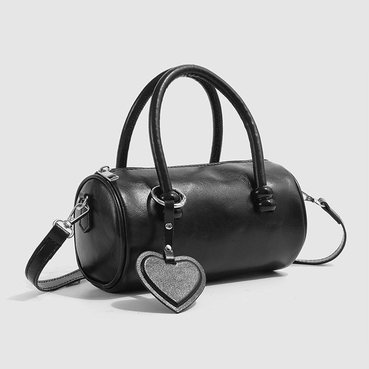 2024 New Korean Version Ins Style High-End Black Retro Bowling Handbag Fashion Versatile Crossbody Bag