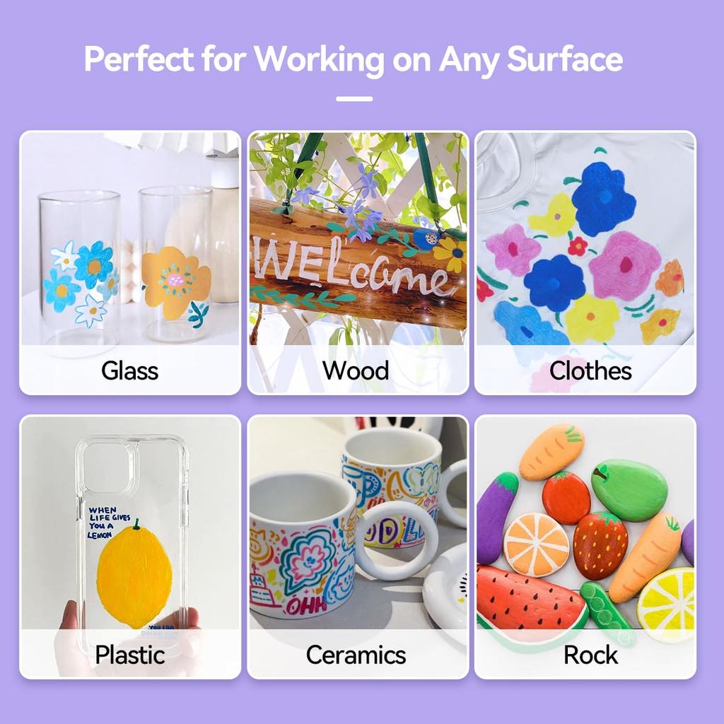 Arrtx Acrylic Paint Pen 30 Brush Tip Acrylic Marker Pen for Rock Fabric and DIY Projects Colors, Painting, Wood, Glass, Canvas, Metal, Plastic, (A)