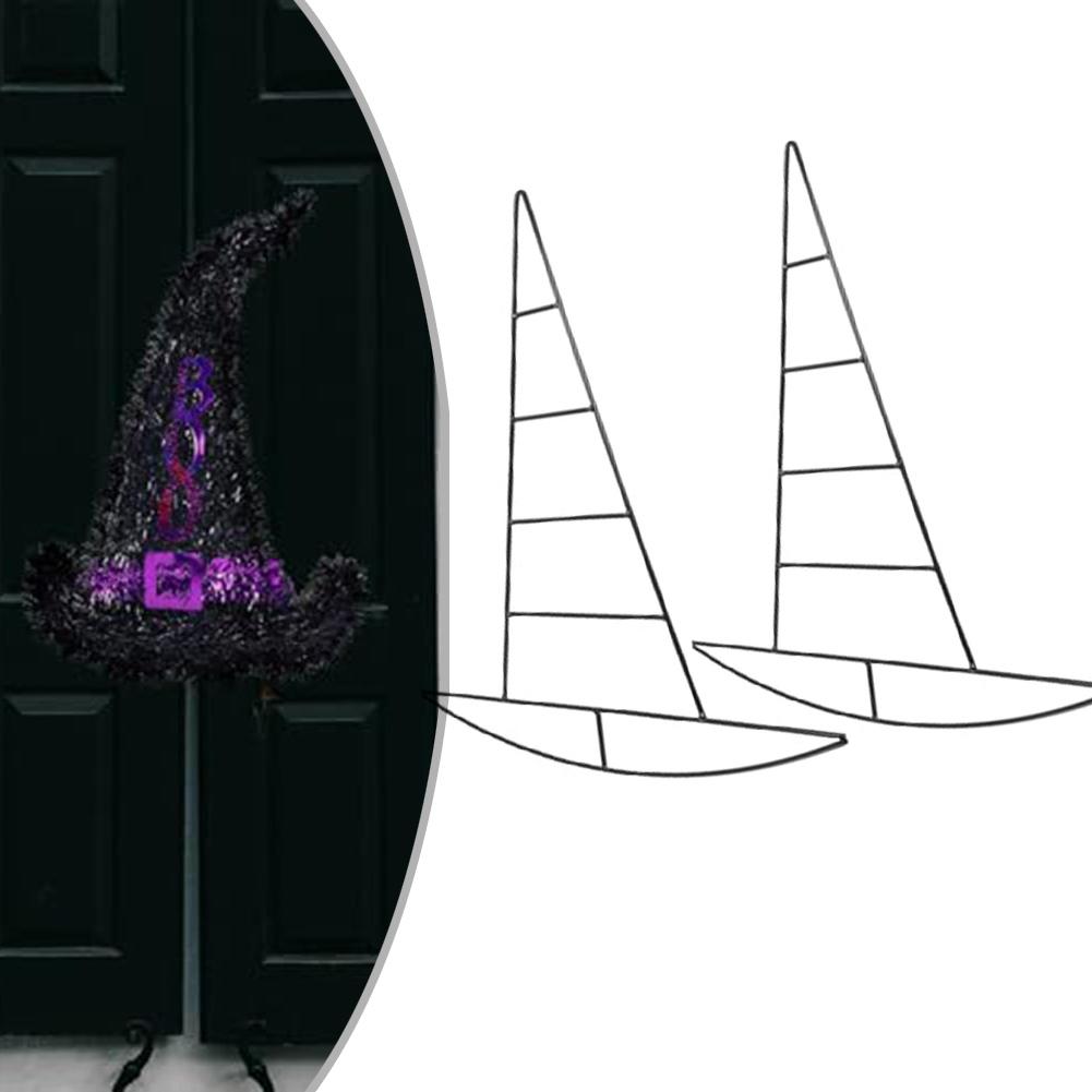 Stylish and Spooky Witch Hat Shaped Wreath Frame for Halloween Decor