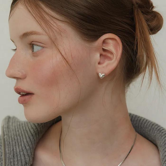 (Silver 925) Full Heart Earrings EC3067