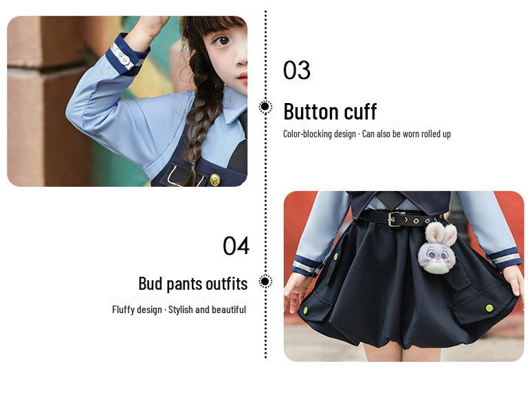 Zootopia Rabbit Police Officer Girl's Cosplay Outfit: Vest & Bloomers Set for Spring/Autumn