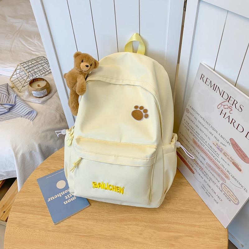 School bag Korean style gentle style with a fufu little bear double shoulder bag, student party campus style, high-appearance practical backpack
