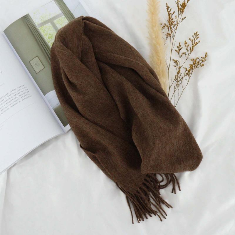 Solid color 100% wool scarf, women's high-end sense, women's versatile spring and autumn thin scarf, men's shawl wholesale