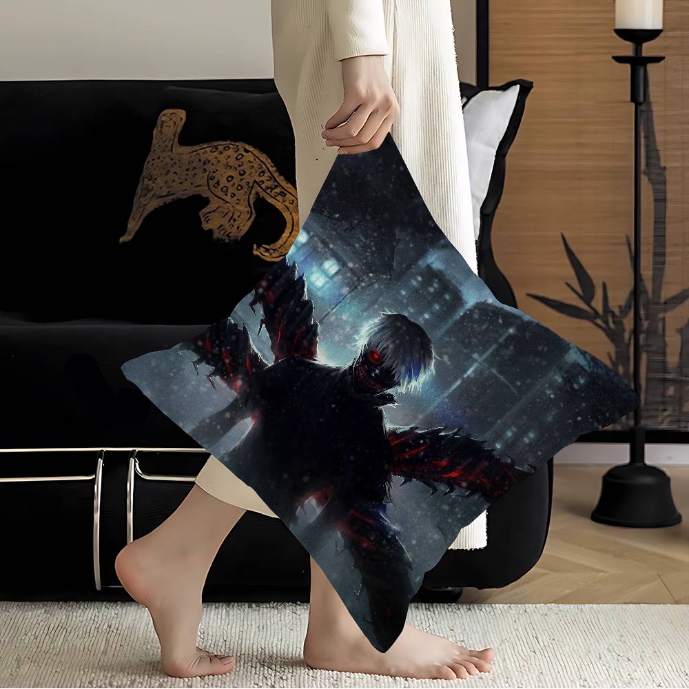 Anime Tokyo Ghoul Decorative Room Aesthetics Pillow Case Home Decor Bedroom Sofa Bed Couch Pillow Cover 45X45