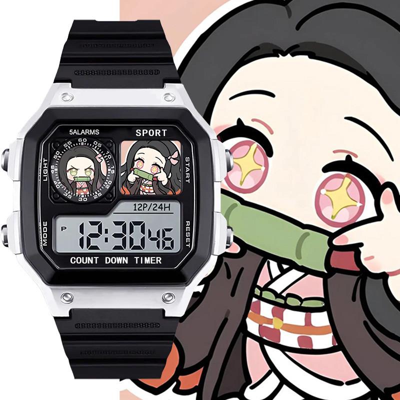 Demon Slayer Series Japanese Nezuko 2D Chronograph Cool Wristwatch, Alarm Clock Watch, Waterproof Electronic Watch