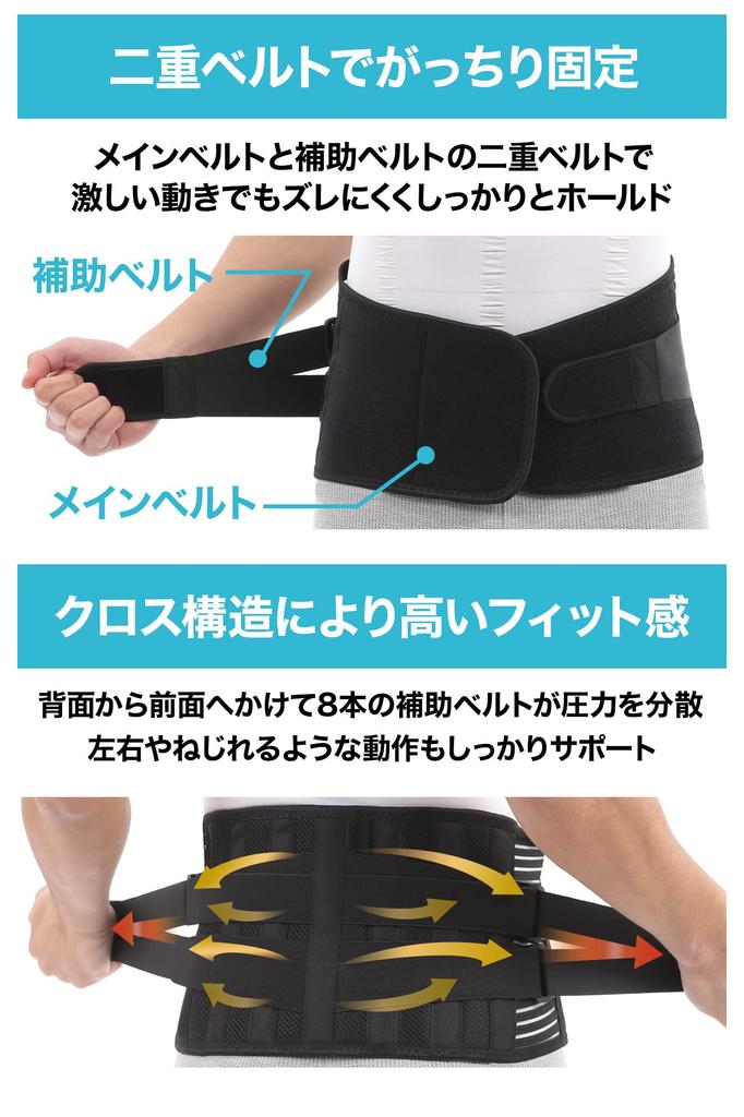 SPORTIA Lumbar Support [Recommended by Chiropractors] Lumbar Corset, Lumbar Belt, Lumbar Support Belt, Unisex, XL Size