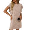 Summer Fashion Ruffled Short Sleeve Elegant Women Dress O Neck Loose Casual Simple A-line Stripes Party Short Dresses New Women's Clothing