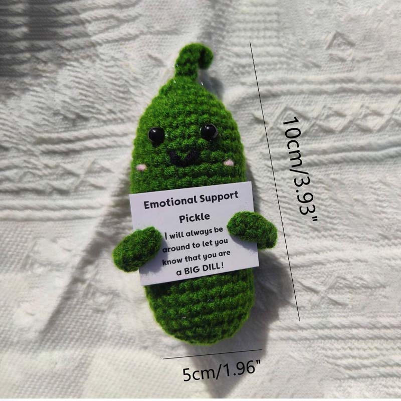 

New Handmade Positive Potato Cute Wool Knitting Plush Doll with Card Home Decor Ornament Funny Cucumber Room Decorations Gift