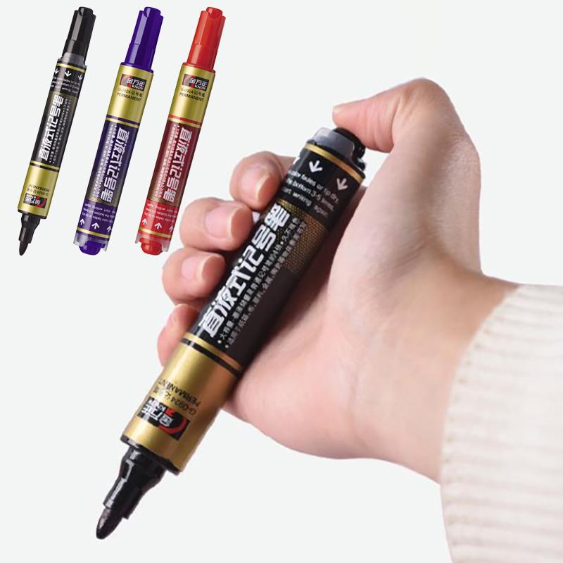 Druck-Permanentmarker - 1,5-3,0 mm variable Spitze, Ölbasiert 4x Tinte für Karton/Stoff/Metall, Schnelltrocknend & Wischfest