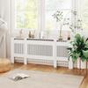 Radiator Cover, Slatted Design, Adjustable Length 125-201 Cm, MDF, White