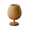 Kleine Rattan-Tischlampe, stufenlos dimmbare Nachttischlampe, Vintage-Nachttischlampe aus Korbgeflecht, für Schlafzimmer, Wohnzimmer, Schreibtisch
