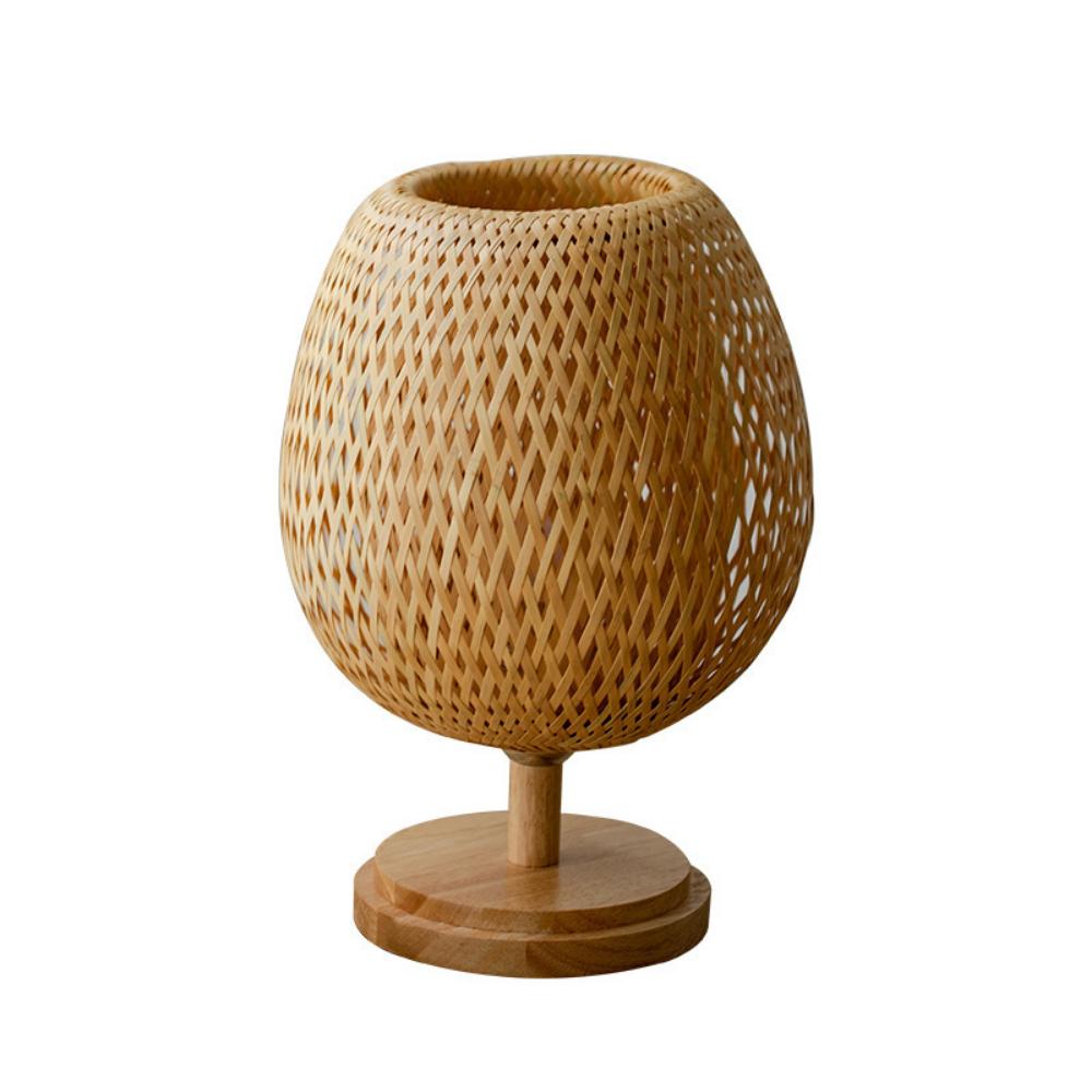 Kleine Rattan-Tischlampe, stufenlos dimmbare Nachttischlampe, Vintage-Nachttischlampe aus Korbgeflecht, für Schlafzimmer, Wohnzimmer, Schreibtisch