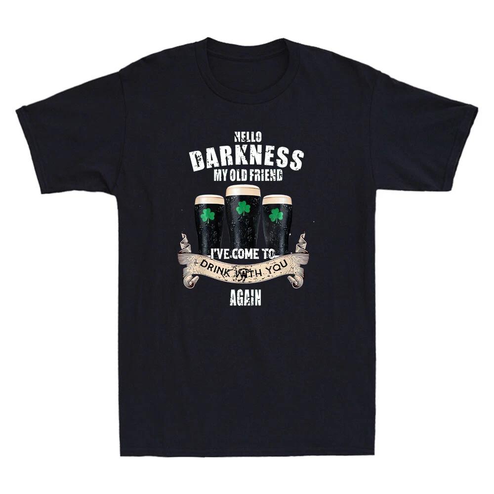 Irish Hello Darkness My Old Friend Funny Drink Patrick Day Vintage Men s T-Shirt M