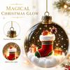 Clear Christmas Ball Ornament with Light Up 3D Ice, Christmas Tree Hanging Decoration for Holiday
