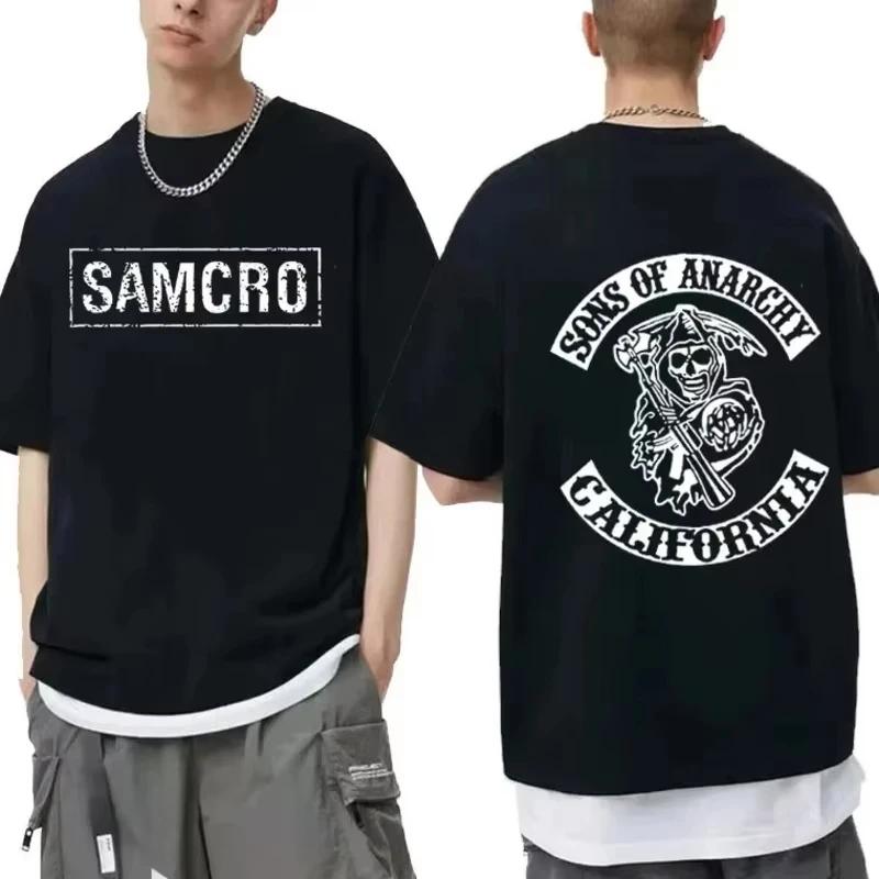 

Футболка с принтом «Сыны анархии» SAMCRO для мужчин и женщин, трендовая хип-хоп-рок-футболка большого размера с коротким рукавом, летние хлопковые футболки, одежда, топы 4XL