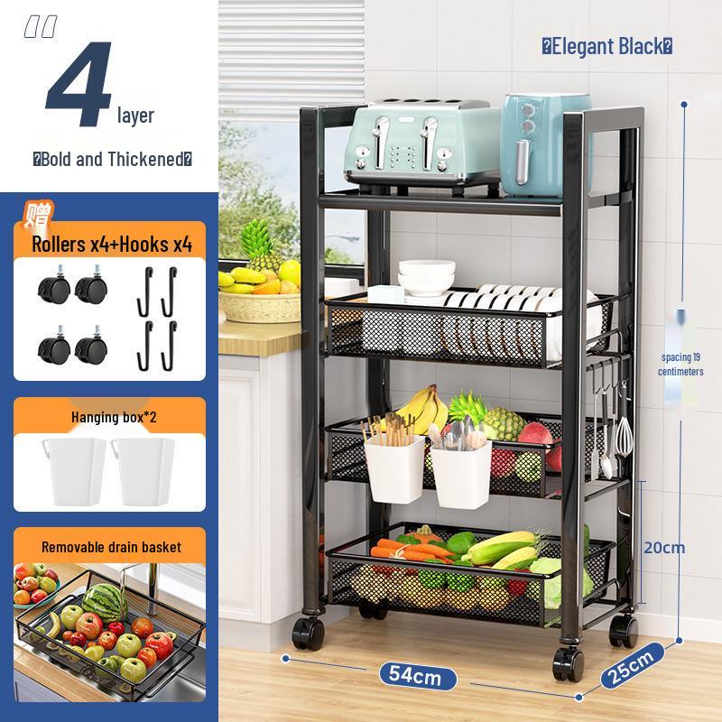 2025 Multifunctional Floor-Standing Kitchen Storage Rack: Multi-Layer Vegetable Basket Shelves