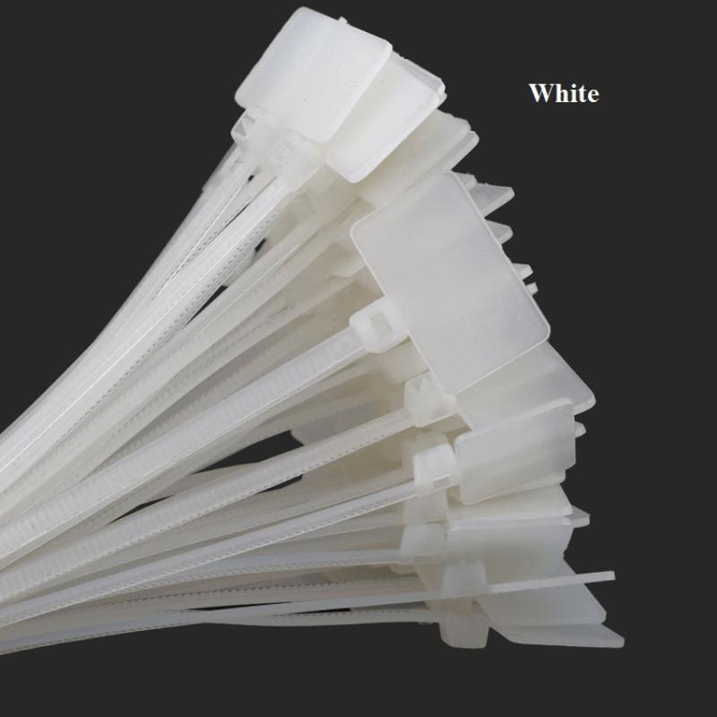 50Pcs Nylon Tie Tags Self-Locking Network Cable Zip Trim Wrap Loop Wire Straps Label 3*100mm 4*150mm 4*200mm