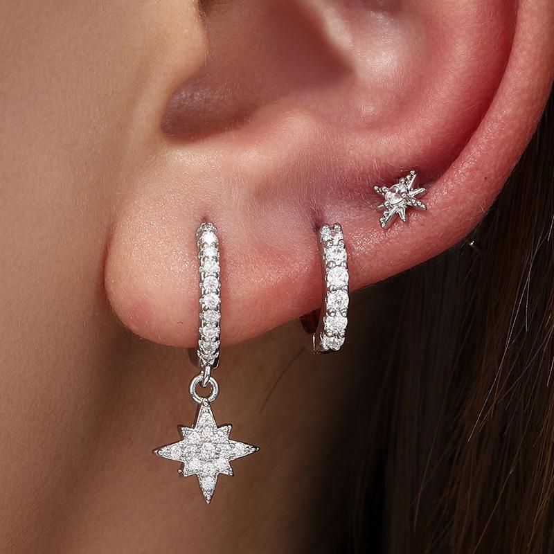 New Arrivals Leaderboard Women's Fashion Loop Single Ear Set Earrings European and American Style Fashionable Women's Copper Stud Earrings